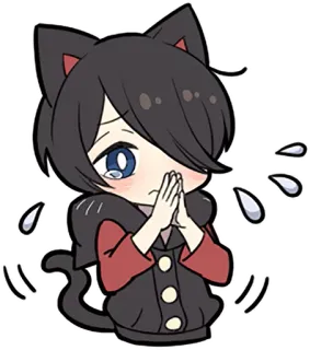 🙏 Anime, Katze, Kawaii, Bettelnd, Traurig, Chibi whatsapp sticker
