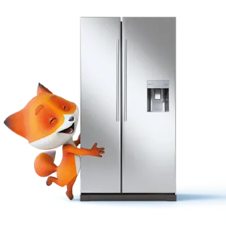 ❄ zorro, refrigerador, dibujos animados, electrodoméstico, personaje whatsapp sticker