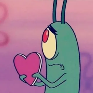 ☹ Plankton SpongeBob SquarePants プランクトン, スポンジ・ボブ, ハート, アニメ, 愛, 悲しい telegram sticker