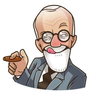 😜 Sigmund Freud Sigmund Freud, Psychologie, Zigarre, Cartoon, Sticker, Psychologe telegram sticker
