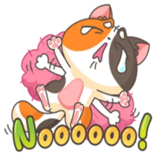 😔 Noooooo! 猫, 动物, 卡通, 贴纸, 不, 伤心, 哭泣 whatsapp sticker