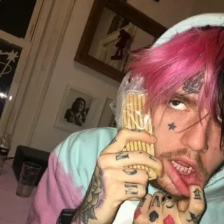 😬 Lil Peep Lil Peep, Рэпер, Певец, Музыкант, Тату, Тату на лице, Розовые волосы telegram sticker