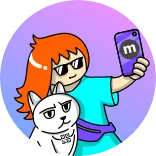 🤳 cartoon, selfie, woman, cat, sunglasses, phone, portrait telegram sticker