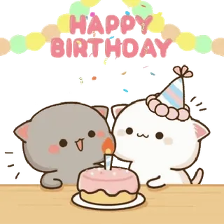 🎂 HAPPY BIRTHDAY feliz aniversário, celebração, festa, bolo, gatos, fofo telegram sticker