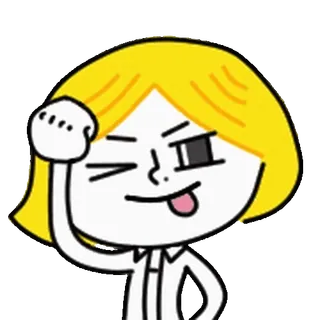 👩 cartone animato, personaggio, occhiolino, lingua, capelli biondi, illustrazione telegram sticker