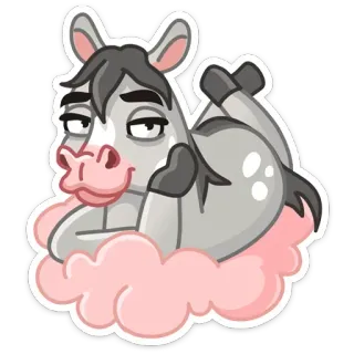 ☺️ âne, animal, dessin animé, nuage, drôle, humour telegram sticker
