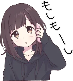 😯 もしもし Anime, Fille, Appel, Téléphone, Mignon whatsapp sticker