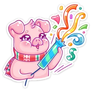 🎉 cerdo, animal, pegatina, fiesta, celebración, confeti, lindo telegram sticker
