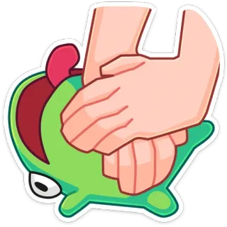 😵 cartone animato, rana, mano, adesivo, carino, illustrazione telegram sticker