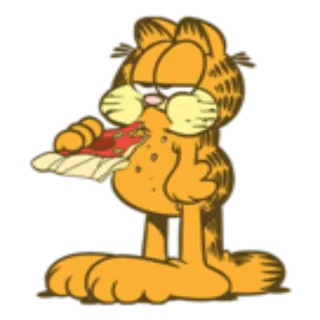 🍕 Garfield Kreskówka, Kot, Pizza, Jedzenie, Pomarańczowy, Garfield, Komiks telegram sticker