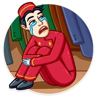 😩 llorando, triste, personal hotel, botones, dibujos animados, emoticono, emoción telegram sticker