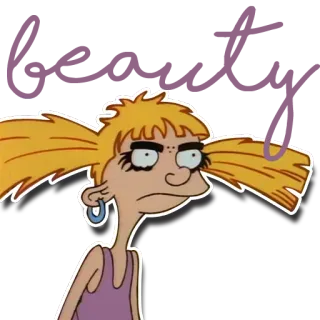 💄 Helga Pataki Hey Arnold! Dessin animé, Nickelodeon, En colère, Fille, Nattes telegram sticker