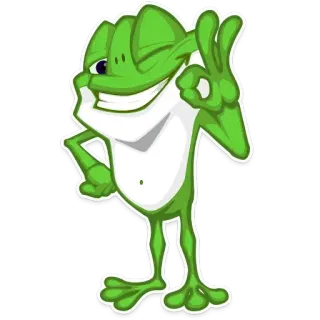 👌 katak, kartun, hijau, karakter, lucu, maskot, senang telegram sticker