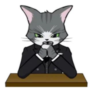 🧐 의인화, 고양이, 정장, 테이블, 동물, 고양이과 telegram sticker