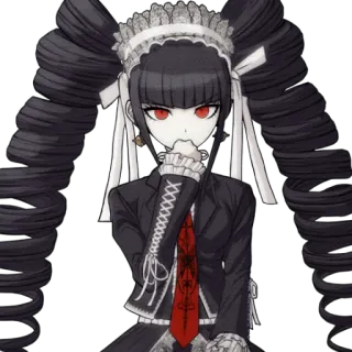 🤔 Celestia Ludenberg Danganronpa anime, gothic, elegant, twintails, red eyes telegram sticker