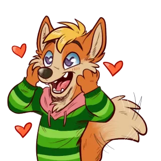 ❤ 퍼리, 여우, 사랑, 귀여운, 만화, 동물 telegram sticker
