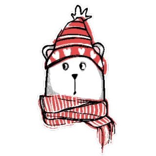 🐶 oso, invierno, bufanda, sombrero, lindo, dibujos animados, animal telegram sticker