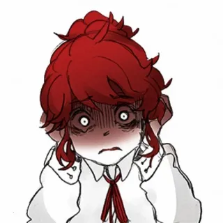 🧷 anime, chocado, cabelo ruivo, assustado, desenho animado, ilustração, estresse whatsapp sticker