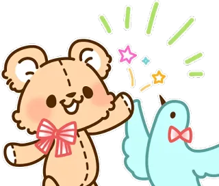 👐 熊, 鸟, 贴纸, 可爱, 卡哇伊, 卡通 telegram sticker