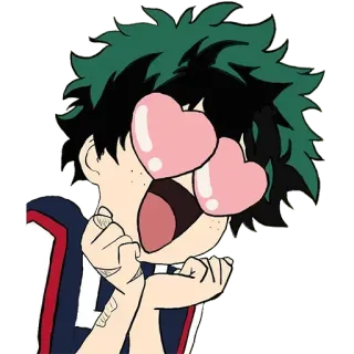 😍 Izuku Midoriya My Hero Academia Anime, Cartoon, Figur, Herzen, Fanart, Lächelnd, Held telegram sticker