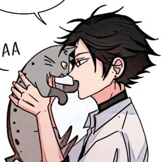 🌊 AA アニメ, 漫画, 男の子, 猫 telegram sticker