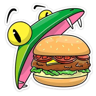 🍔 Schlange, Burger, Essen, Cartoon, Tier telegram sticker