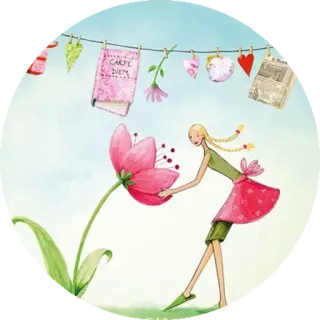 😵 CARPE DIEM Carpe Diem, Blume, Frau, Buch, Hängend, Illustration telegram sticker