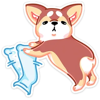 🐕 강아지, 베개, 귀여운, 코기, 동물, 잠, 만화 telegram sticker