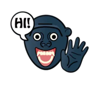 🦍 HI! ลิง, การ์ตูน, สวัสดี, ทักทาย telegram sticker