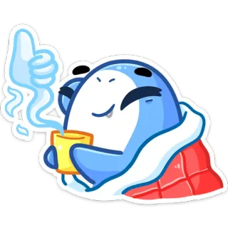 ☕️ Desenho animado, Fofo, Kawaii, Bebida, Polegar para cima, Personagem, Animal, Cobertor telegram sticker