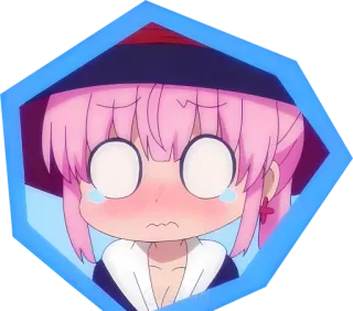 😭 anime, huilen, roze haar, bezorgd, verdrietig, cartoon, personage telegram sticker