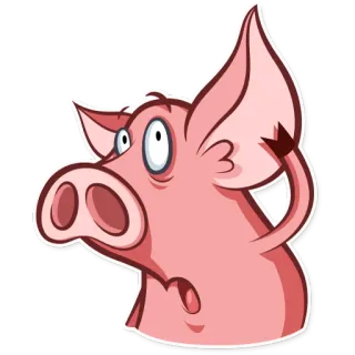 👂 schwein, cartoon, tier, rosa telegram sticker
