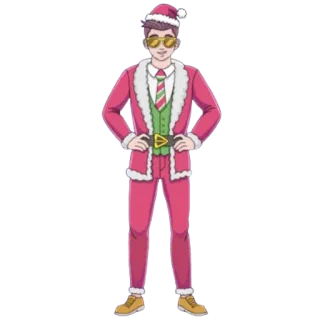 😂 คริสต์มาส, ซานตาคลอส, ผู้ชาย, แว่นตา, ชุดสูทสีชมพู, วันหยุด, รื่นเริง telegram sticker