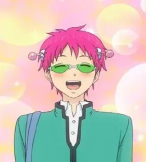 😄 Saiki Kusuo The Disastrous Life of Saiki K. Аниме, розовые волосы, психокинез, персонаж, Сайки Кусуо, Saiki K, смешной, весёлый telegram sticker