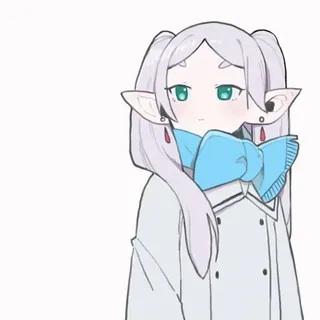π anime girl, elf, cute, cartoon, character, portrait telegram sticker