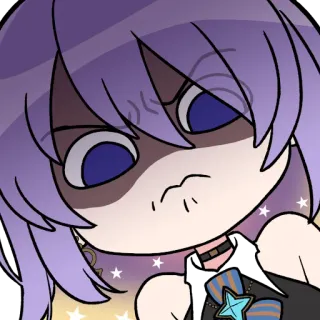 😠 Anime, Cartoon, Sticker, Boos, Paars haar, Schattig telegram sticker