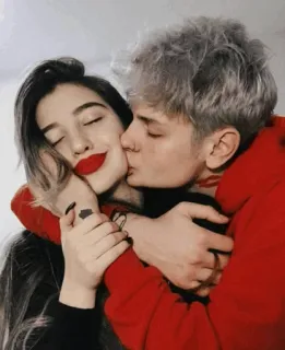 😘 couple, kiss, hug, love, affection, romance, relationship telegram sticker