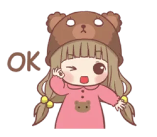 👌 OK fofo, garota, urso, anime, ok, aprovação telegram sticker