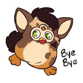 👋 Furby Bye Bye furby, cartoon, animal, cute, farewell, bye telegram sticker