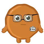 😯 Куки desenho animado, laranja, personagem, óculos, biscoito telegram sticker