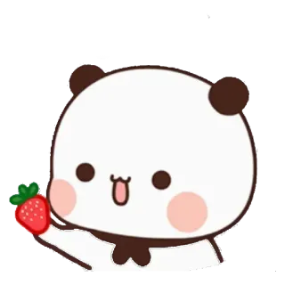 🍓 Panda, Carino, Fragola, Animale, Cartone animato telegram sticker