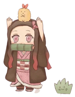 💝 Nezuko Kamado Demon Slayer 动漫, 祢豆子, 鬼灭之刃, 卡哇伊, 可爱 whatsapp sticker