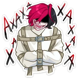 🤪 AHAHA 미치광이, 구속복, 미친, 공포, 악, 소름, 캐릭터 telegram sticker