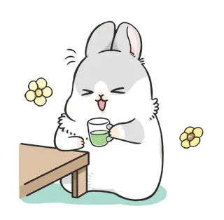 😃 kelinci, minum, imut, hewan, kawaii, stiker, kartun whatsapp sticker