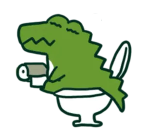 😑 coccodrillo, alligatore, gabinetto, carta igienica, bagno, cartone animato telegram sticker