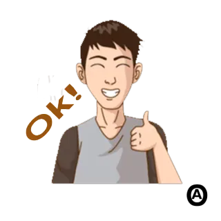 👍 OK! OK, Pulgar arriba, Dibujo animado, Aprobación, Acuerdo telegram sticker