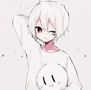 🇦🇱 Anime, Kartun, Karakter, Kawaii, Rambut putih, Mata merah telegram sticker