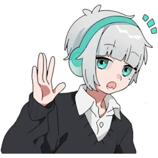 👋 Аниме, Манга, Персонаж, Милый, Наушники, Иллюстрация, Мультфильм telegram sticker