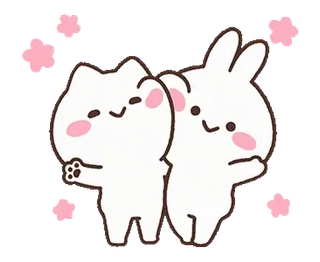 🥰 แมว, กระต่าย, เพื่อน, น่ารัก, สติกเกอร์, คาวาอิ telegram sticker