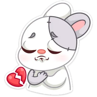 💔 buồn, thỏ, trái tim tan vỡ, đau khổ, hoạt hình, dễ thương telegram sticker